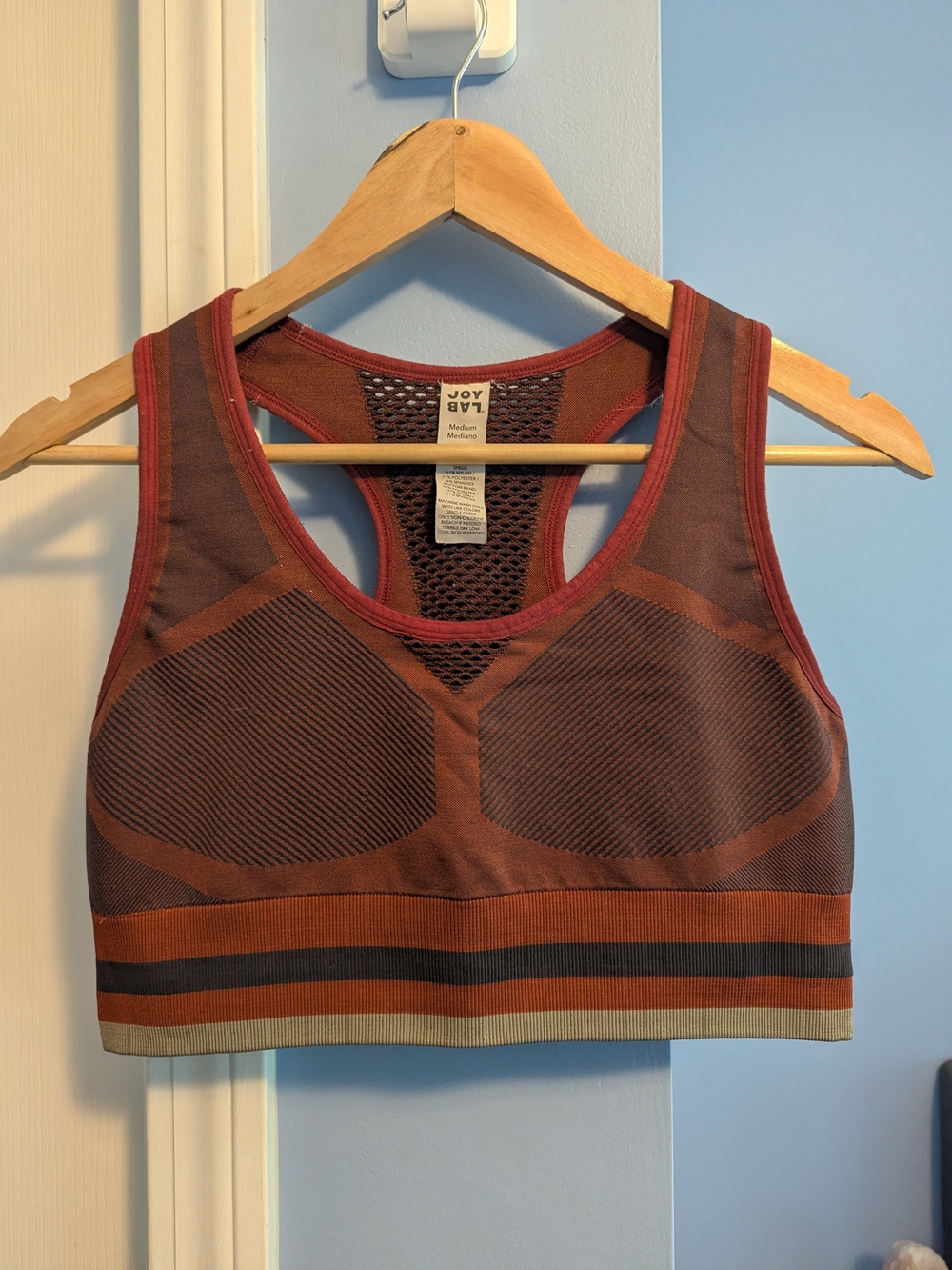 Joy Lab Maroon Seamless Sports Bra